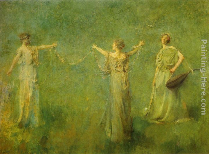 The Garland painting - Thomas Wilmer Dewing The Garland art painting